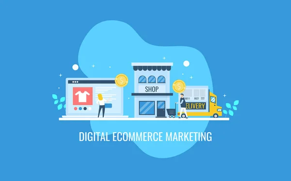 Buntes Banner Für Digitales Commerce Marketing — Stockvektor