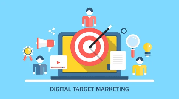 Digitala Target Marketing Färgglada Banner — Stock vektor