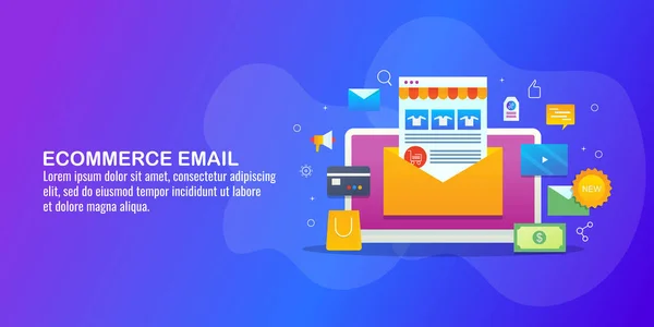 Ecommerce Email Colorido Banner — Vetor de Stock