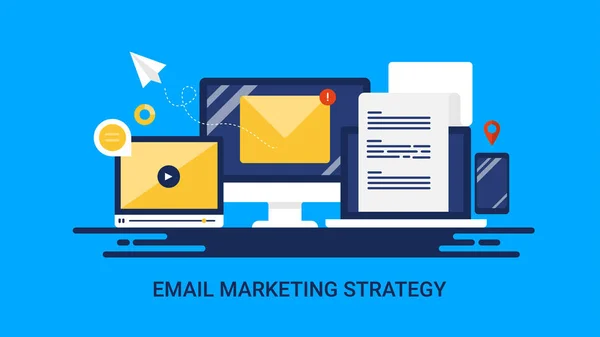 Mailové Marketingové Strategie Barevný Nápis — Stockový vektor
