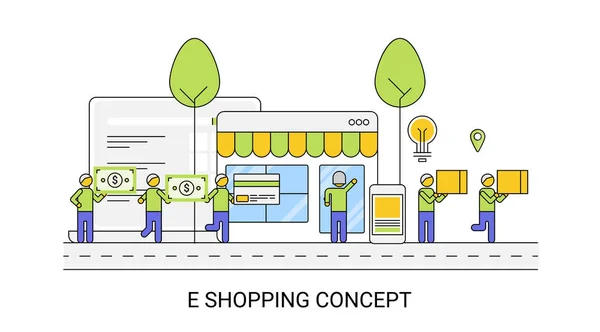 Shopping Concept Banner Colorido —  Vetores de Stock