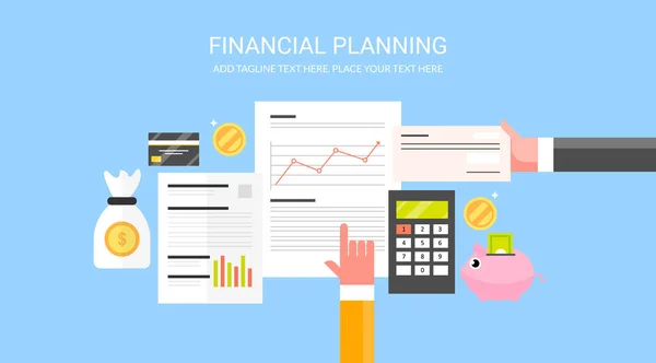 Planejamento Financeiro Banner Colorido — Vetor de Stock