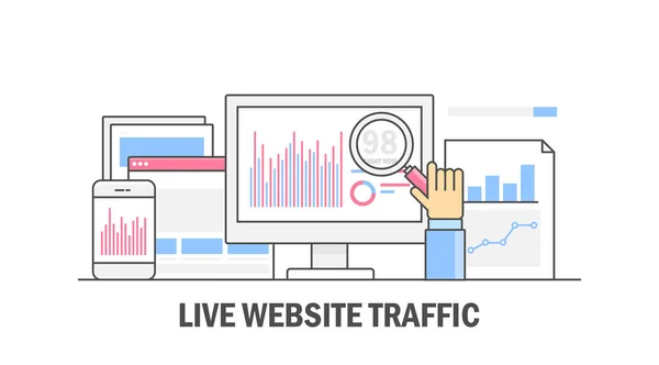 Live Sito Web Traffico Banner Colorato — Vettoriale Stock