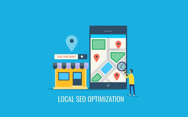 Seo Local Optimización Banner Colorido — Archivo Imágenes Vectoriales