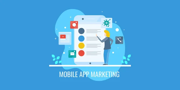 Mobile App Marketing Buntes Banner — Stockvektor