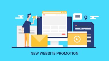 Yeni Web sitesi promosyon renkli afiş