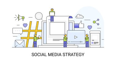 Sosyal medya strateji renkli afiş