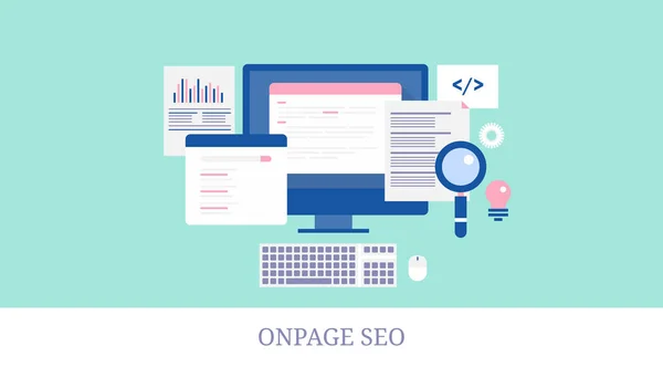 Onpage Seo Kleurrijke Banner — Stockvector