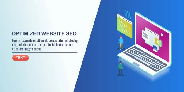 Sitio Web Optimizado Seo Banner Colorido — Vector de stock