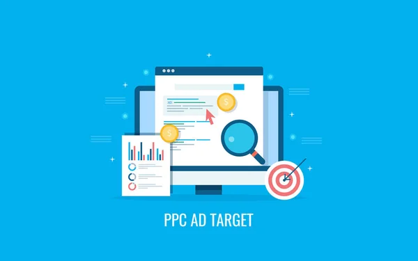 Doel Van Advertentie Van Ppc Kleurrijke Banner — Stockvector