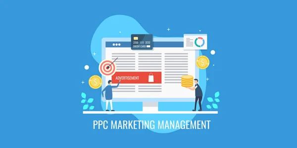 Ppc Marketing Management Buntes Banner — Stockvektor