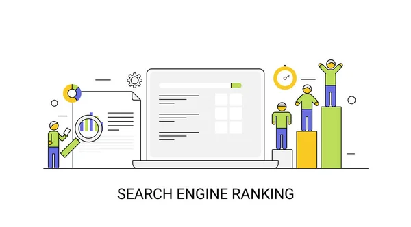 Search Engine Ranking Färgglada Banner — Stock vektor