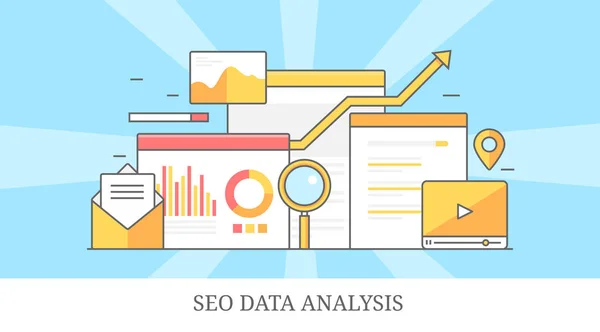 Análisis Datos Seo Banner Colorido — Vector de stock