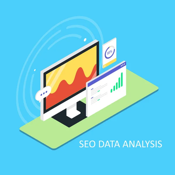 Análise Dados Seo Banner Colorido — Vetor de Stock