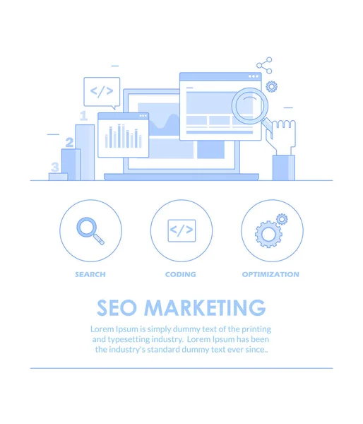 Seo Marketing Banner Colorato — Vettoriale Stock