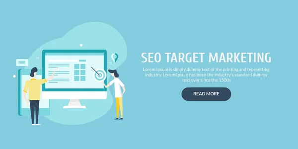 Seo Objetivo Marketing Banner Colorido — Vector de stock