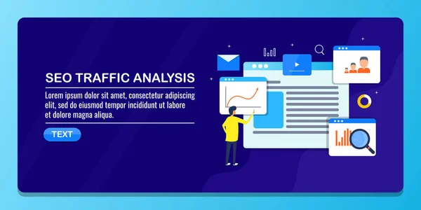 Seo Traffic Analysis Banner Colorido — Vector de stock