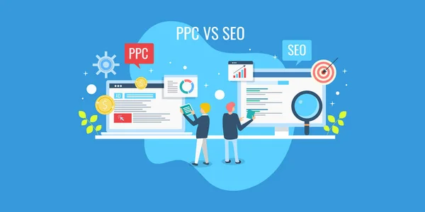 SEO vs ppc renkli afiş