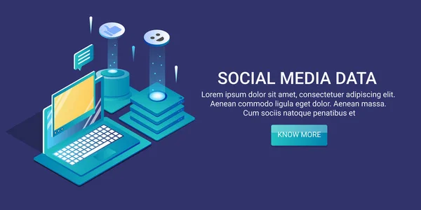 Banner Colorido Datos Redes Sociales — Vector de stock