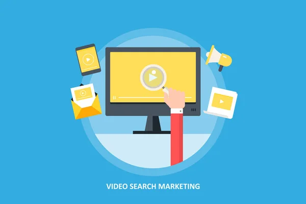 Bannière Colorée Marketing Recherche Vidéo — Image vectorielle