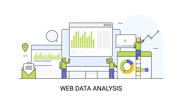 Web Data Analys Färgglada Banner — Stock vektor