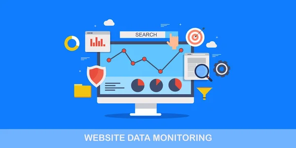 Stronie Internetowej Dane Monitorowania Kolorowy Transparent — Wektor stockowy
