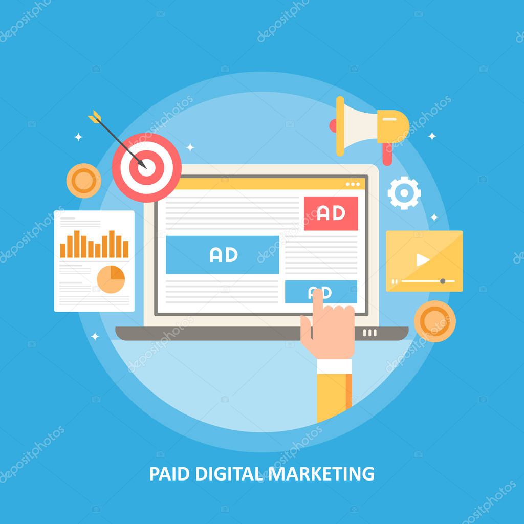 Paid digital marketing colorful banner