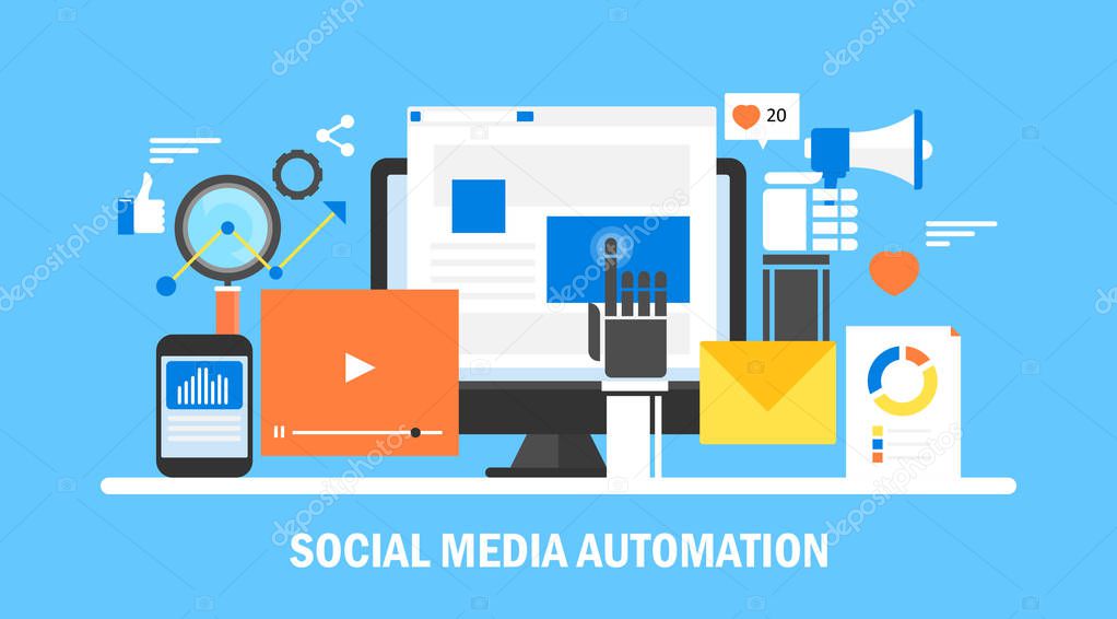 social media automation colorful banner