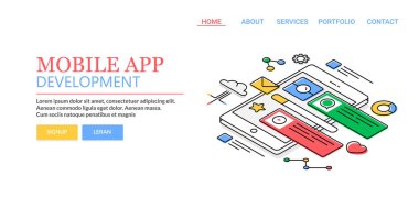 Mobil uygulama geliştirme renkli afiş
