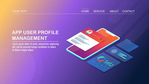 App Felhasználói Profil Kezelése Színes Banner — Stock Vector