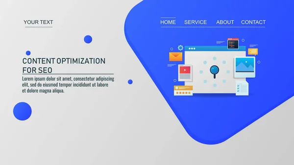 Otimização Conteúdo Para Banner Colorido Seo — Vetor de Stock