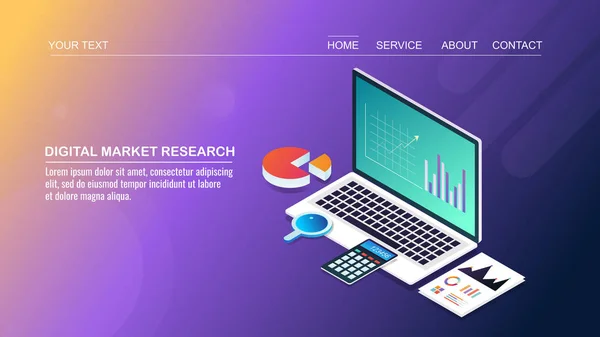 Digital Market Research Banner Colorato — Vettoriale Stock