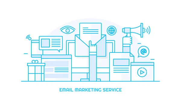 Servicio Email Marketing Banner Colorido — Vector de stock