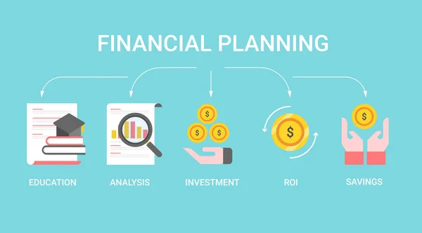 การวางแผนทางการเง แบนเนอร — ภาพเวกเตอร์สต็อก