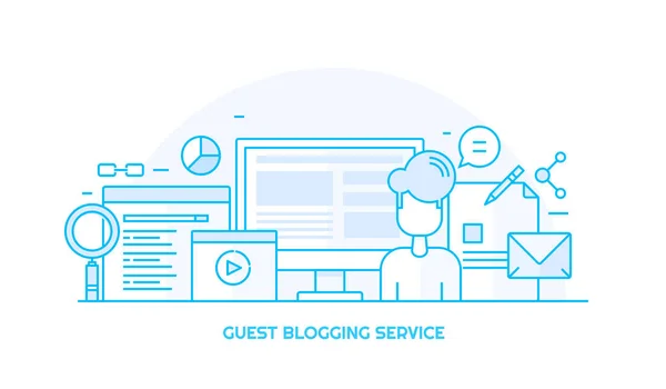 Guest Blogging Service Banner Colorido — Vetor de Stock