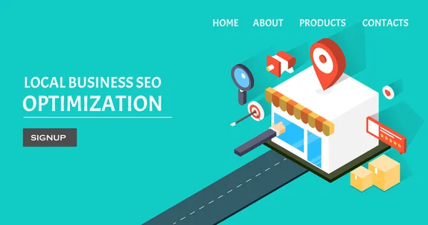 Local Seo Colorido Banner — Archivo Imágenes Vectoriales