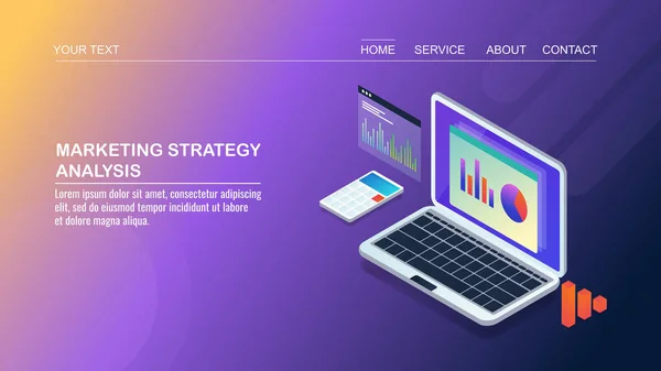 Análise Estratégia Marketing Banner Colorido —  Vetores de Stock