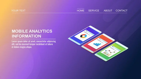 Mobile Analytics Information Bannière Colorée — Image vectorielle