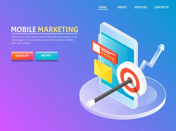 Mobile Marketing Buntes Banner — Stockvektor