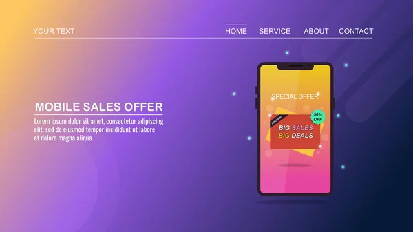 Mobile Sales Biedt Kleurrijke Banner — Stockvector