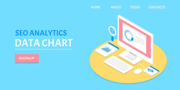 Seo Analytics Banner Colorato — Vettoriale Stock