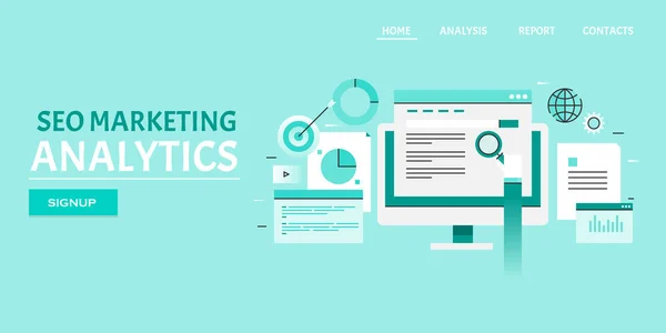 Seo Marketing Analytics Buntes Banner — Stockvektor