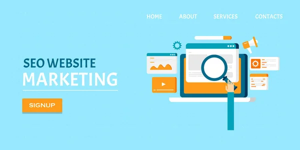 Seo Website Marketing Banner Colorido —  Vetores de Stock