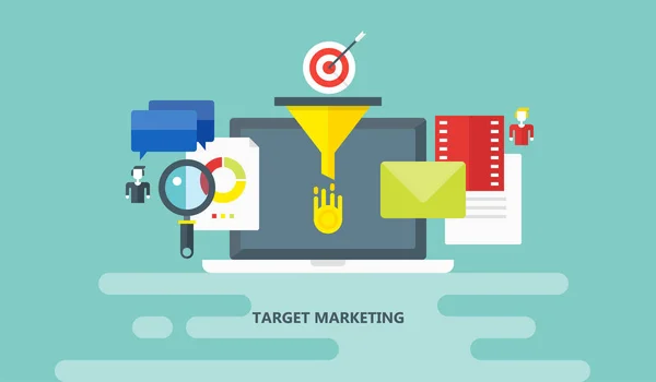 Target Marketing Banner Colorido — Vetor de Stock