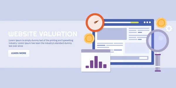 Website Valuation Banner Colorido — Vetor de Stock