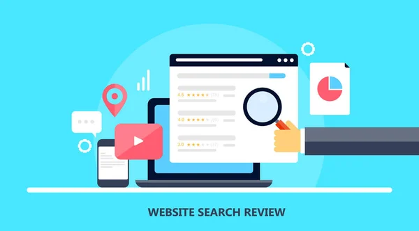 Site Search Review Banner Colorido — Vetor de Stock