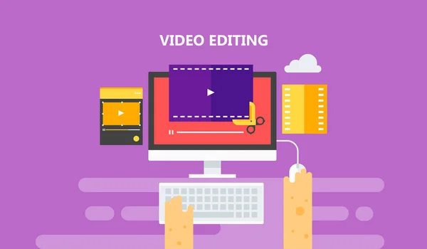 Video Editing Colorful Banner Vector Graphics