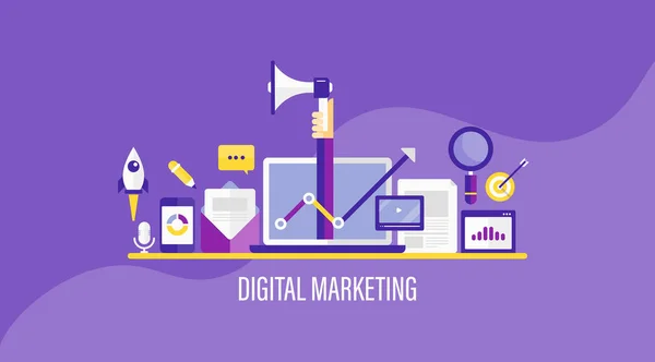 Marketing Digital Simplesmente Ilustração Vetorial — Vetor de Stock