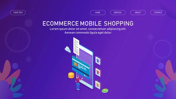 Commerce Mobiles Einkaufen Einfach Vektorillustration — Stockvektor