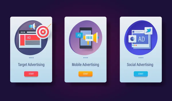 Концептуальный Шаблон Целевого Маркетинга Мобильной Рекламы Социальной Рекламы Шаблоны Приложений — стоковый вектор